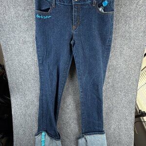 VTG APPLE BOTTOMS BLUE JEANS Women Size 7/8 Cotton Denim Stretch Embroidered